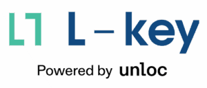 L1 L-key-logoen med teksten "Powered by unloc" vises under.